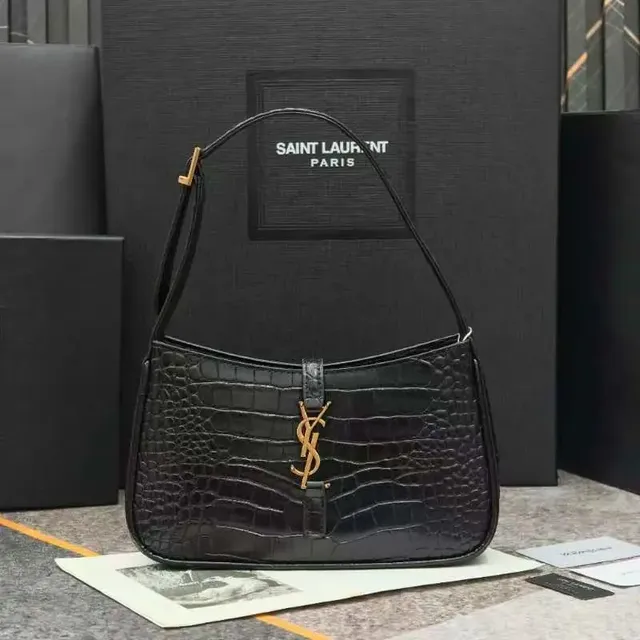 Saint Laurent Niki Crocodile-Embossed
