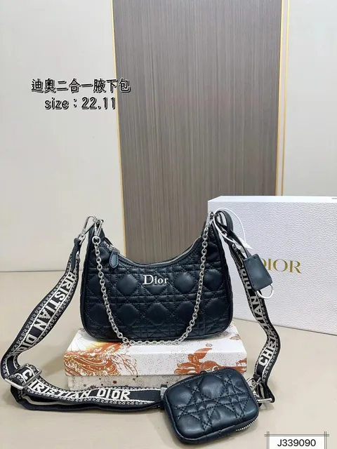 Dior B22 Shoulder Bag Quilted Leather with Logo Strap