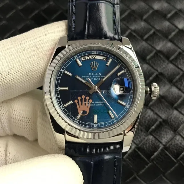 Rolex Day-Date Blue Dial with Gold Crown Logo