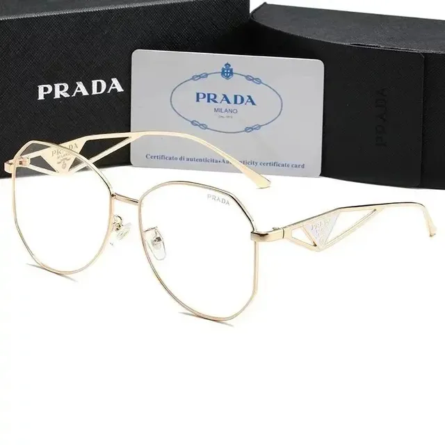 Prada Metal Frame Optical Glasses Geometric Bridge