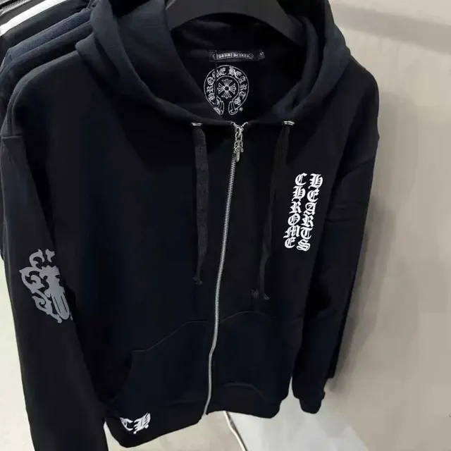 Zip-Up Hoodie Chrome Hearts Logo Print