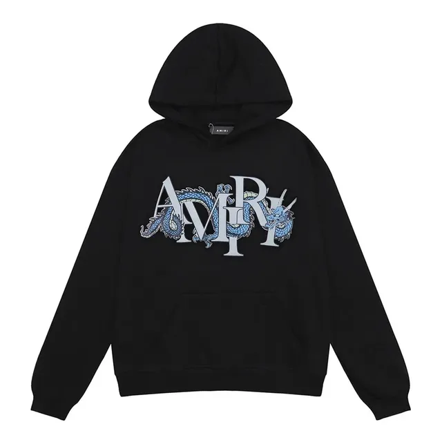 Amiri Dragon Logo Hoodie Blue Dragon Print