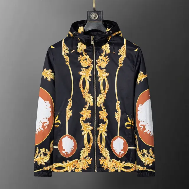 Versace Baroque Print Hooded Jacket Medusa Cameo Baroque
