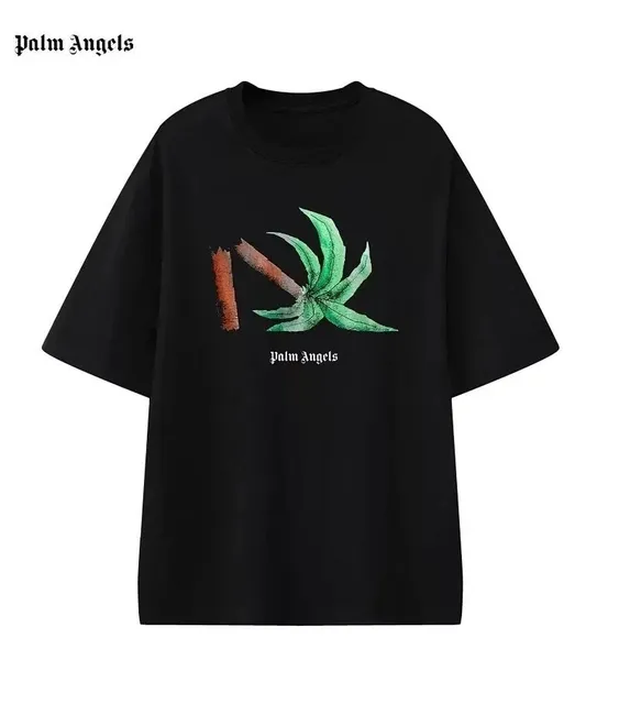 Palm Angels Graphic Tee Palm Leaf Print