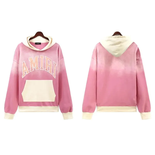Amiri Arch Logo Hoodie Ombre Pink with Beige Contrast