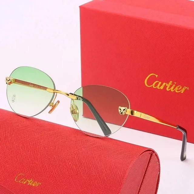 Cartier Sunglasses Gradient Green Lens with Gold Frame