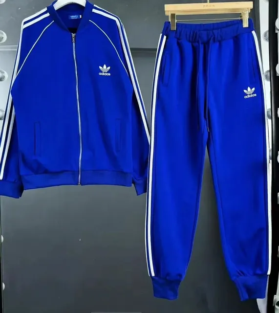 Adidas Track Suit Royal Blue with White Stripes