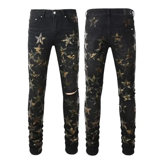 Amiri Star Patch Jeans Metallic Star Appliqué