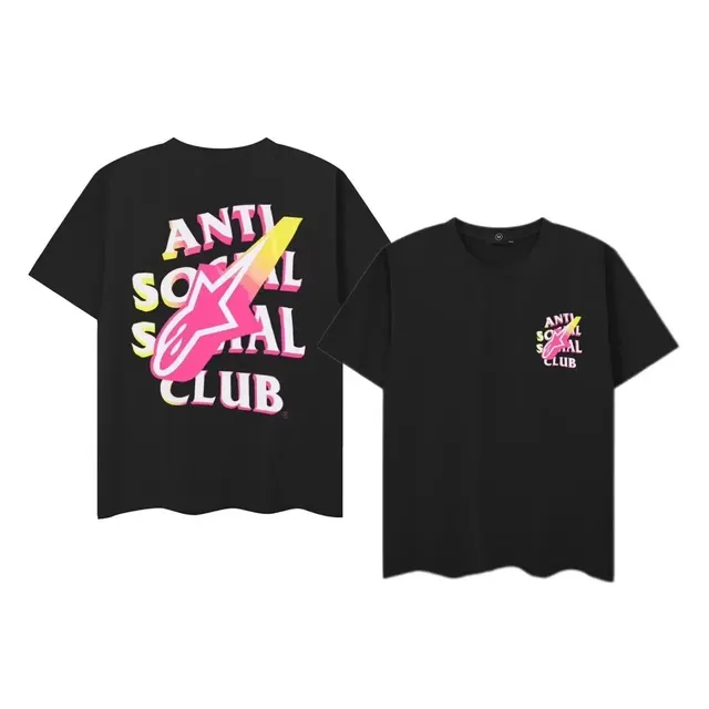 Anti Social Social Club Graphic Tee Pink Lightning Logo