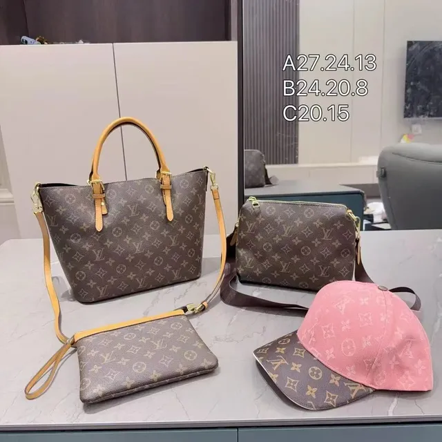 Louis Vuitton Monogram Canvas Set Brown Monogram with Tan Leather Trim