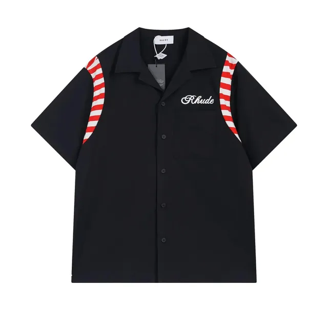 Rhude Short-Sleeve Button-Up Shirt Candy Stripe Sleeve