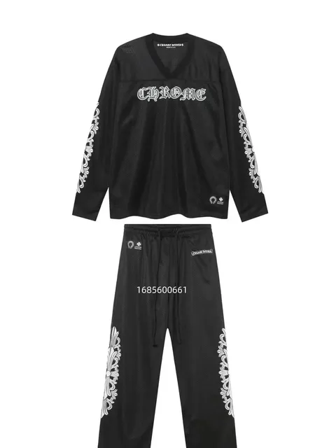 Mesh Top and Pants Set Chrome Hearts Logo and Scroll Print