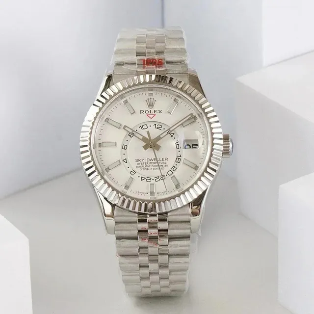 Rolex Sky-Dweller White Dial with Fluted Bezel
