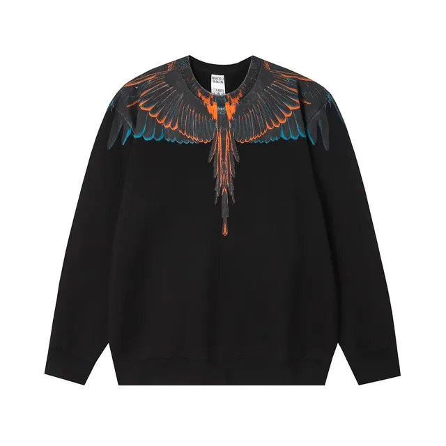 Marcelo Burlon Wings Sweatshirt Black with Orange and Teal Wings Print