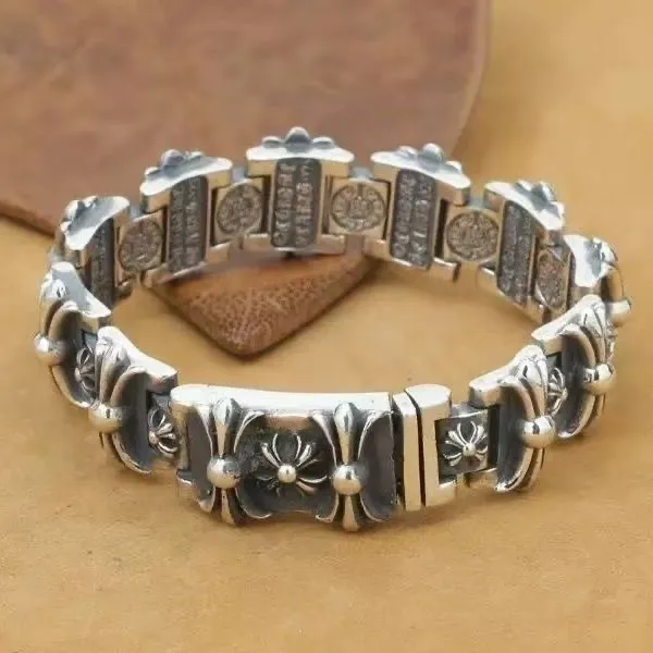 Chrome Hearts Link Bracelet Cross & Spider Motif