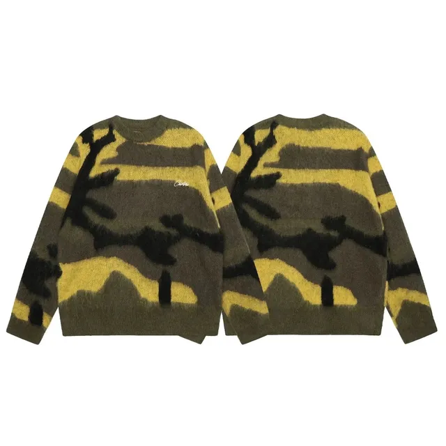 Corteiz Camo Knit Sweater Olive Camo