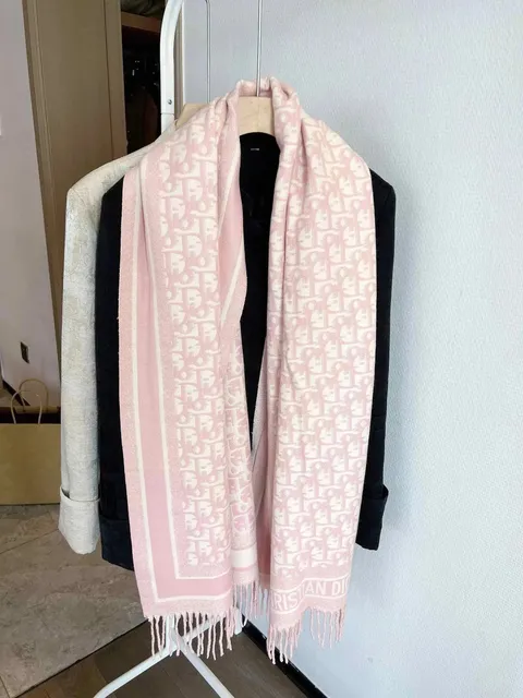 Dior Oblique Logo Scarf Pink and White Monogram