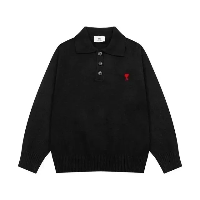 Off-White Polo Knit Sweater Red Heart Logo