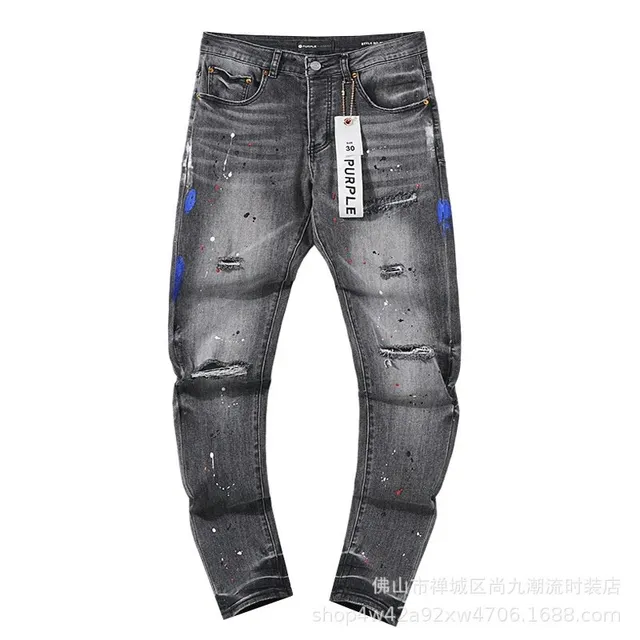 Distressed Slim Fit Jeans Paint Splatter & Ripped