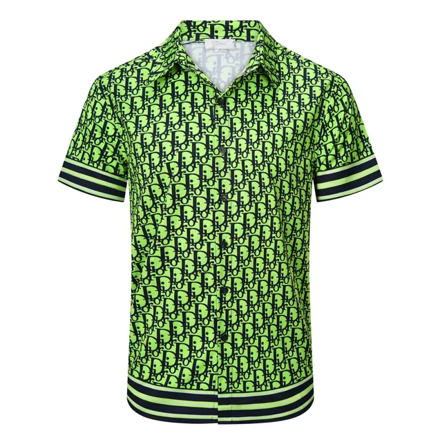 Dior Oblique Print Shirt Neon Green Monogram