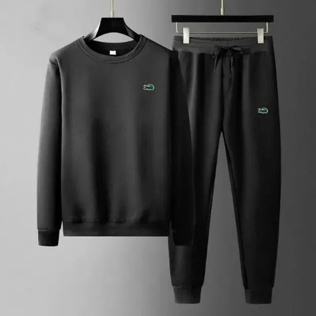 Lacoste Crewneck Sweatshirt and Joggers Set Green Croc Logo