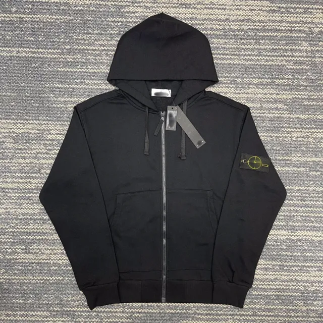 Stone Island Zip-Up Hoodie Black