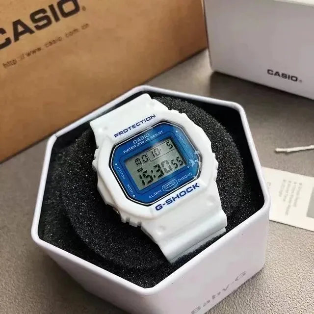 Casio G-Shock DW-5600 White with Blue Face