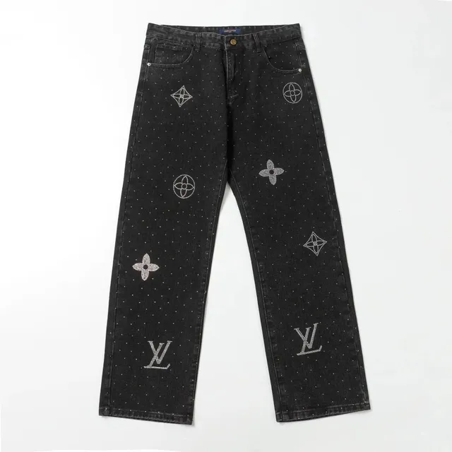 Louis Vuitton Denim Trousers Monogram Embroidered