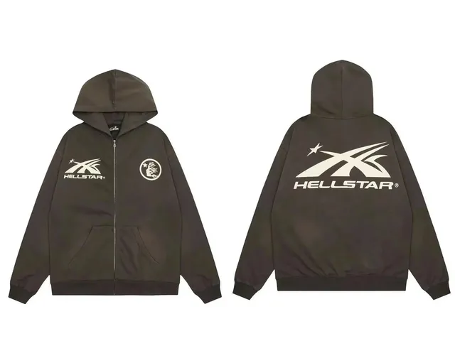 Hellstar Zip-Up Hoodie Logo Print