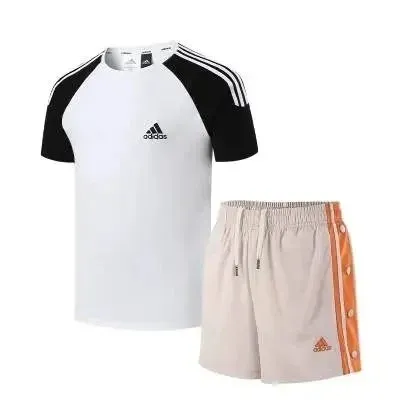 Adidas Raglan Tee and Shorts Set Three-Stripe
