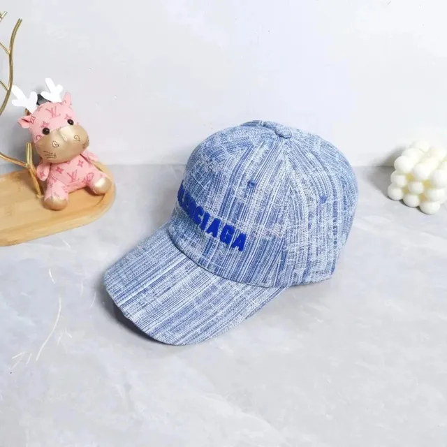 Balenciaga Baseball Cap Distressed Blue
