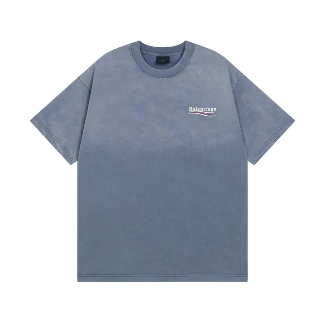 Balenciaga Logo T-Shirt Washed Blue