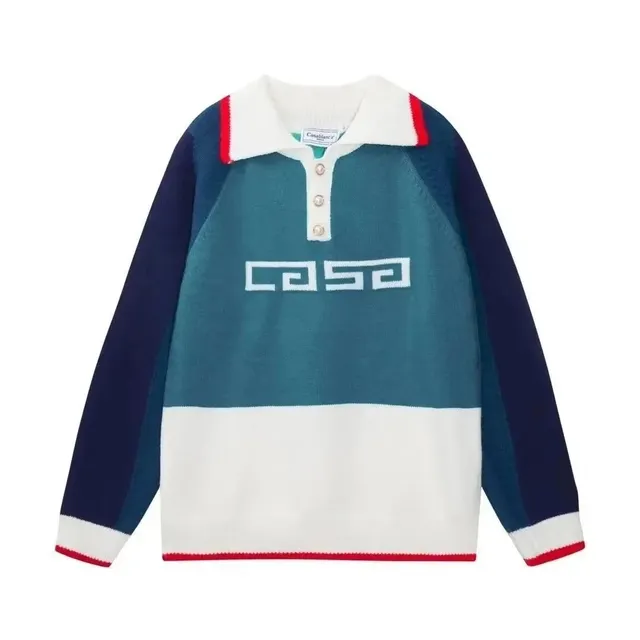 Casablanca Polo Knit Sweater Greek Key Logo