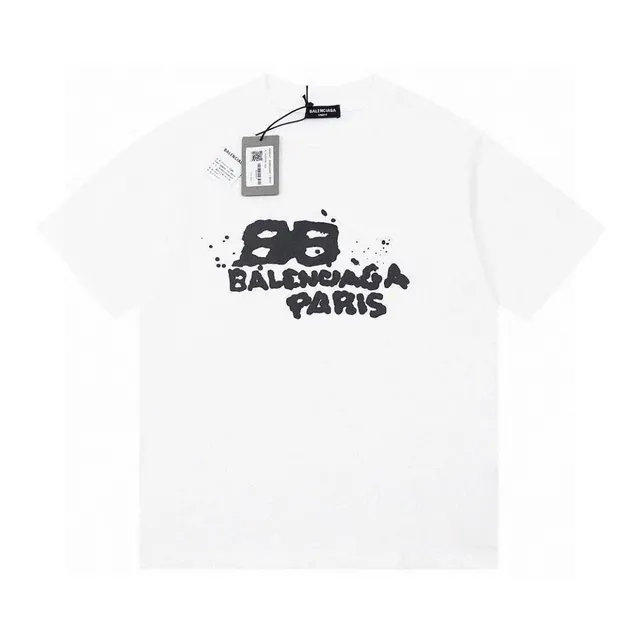 Balenciaga Logo Print T-Shirt Splatter Logo