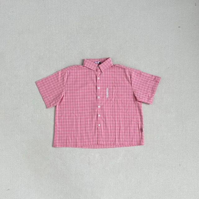 Palace Short-Sleeve Button-Up Shirt Pink Grid Check