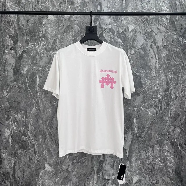 Chrome Hearts Graphic Tee Pink Cross Logo