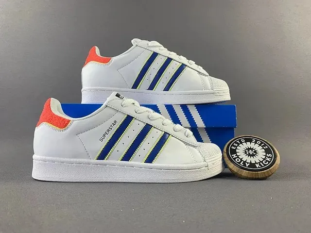 Adidas Superstar White Blue Orange