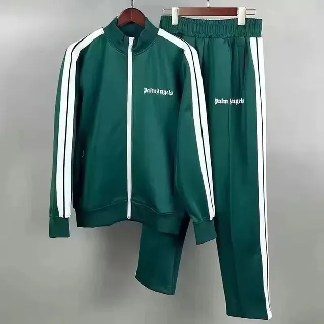 Palm Angels Track Suit Green with White Stripes