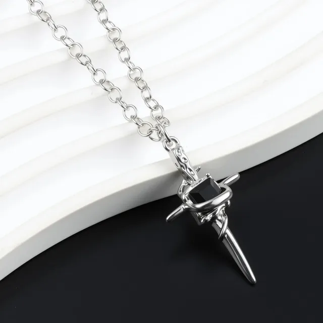 Chrome Hearts Dagger Pendant Black Stone