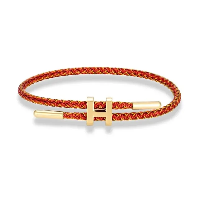 Hermès H Bracelet Braided Cord with Gold H