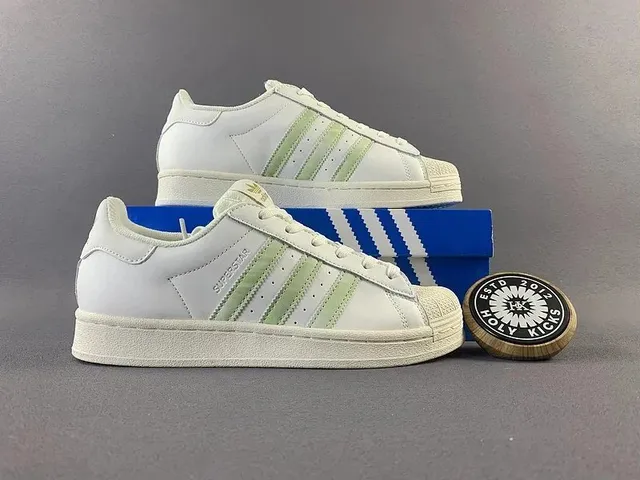Adidas Superstar White with Mint Green Stripes