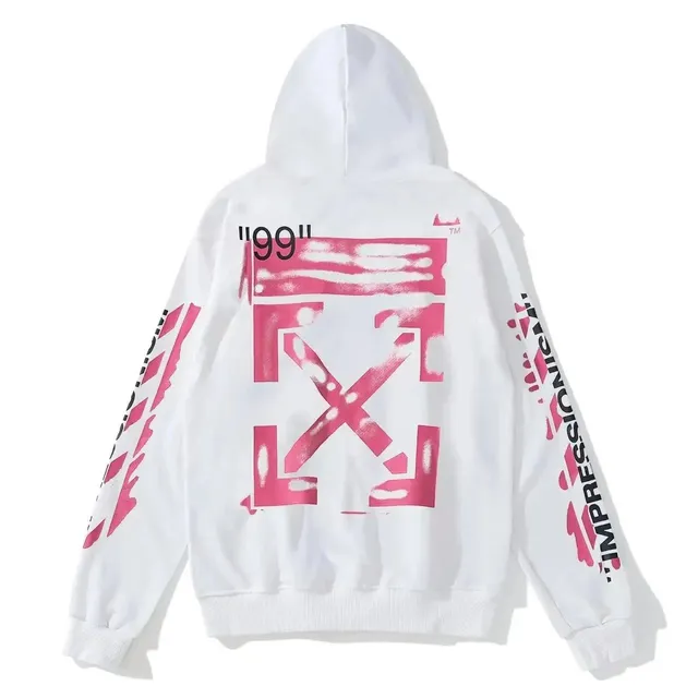 Off-White Zip-Up Hoodie Industrial Pink Arrow
