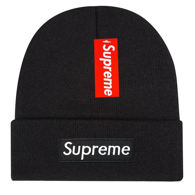 Supreme Box Logo Beanie Black with Red and White Logos
