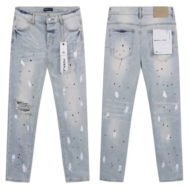 Purple Brand Distressed Slim Fit Jeans Splatter Paint