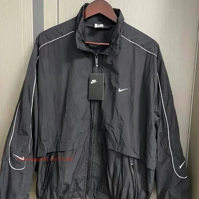 Nike Windrunner Jacket Black with White piping