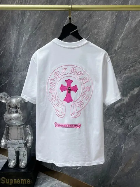 Chrome Hearts Cross Logo Tee Pink Embroidered Cross