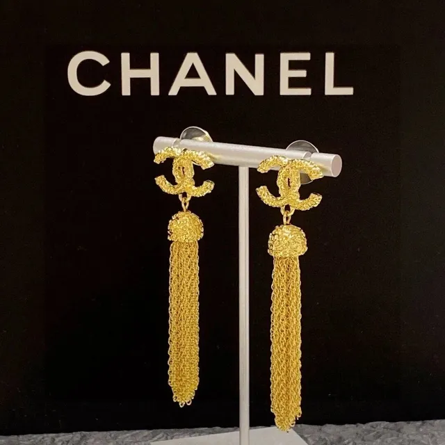 Chanel CC Tassel Earrings Gold Chain Tassel