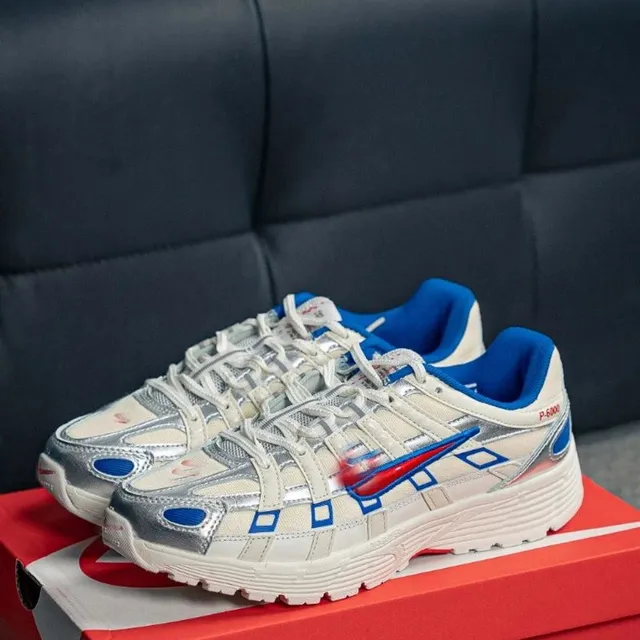 Nike P-6000 White Blue Silver