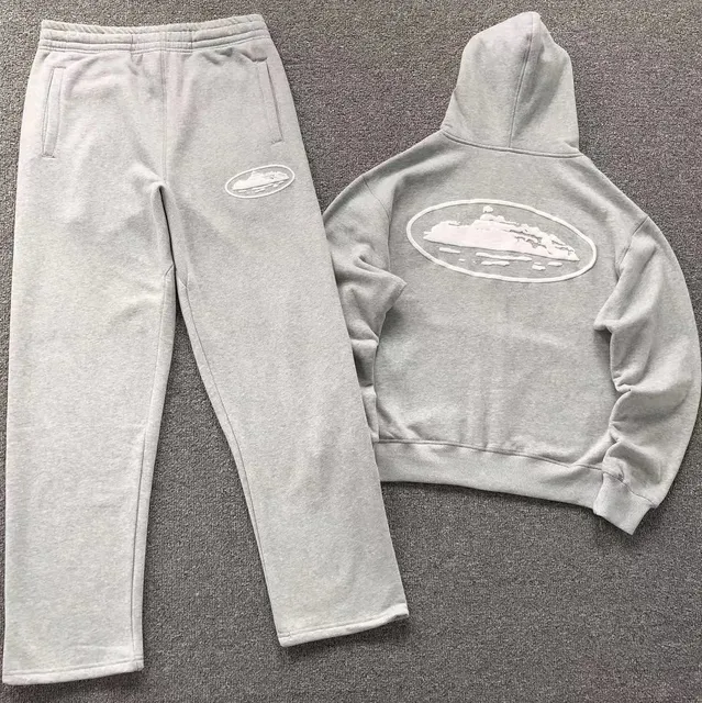 Corteiz Hoodie and Joggers Set Oval Logo Embroidery