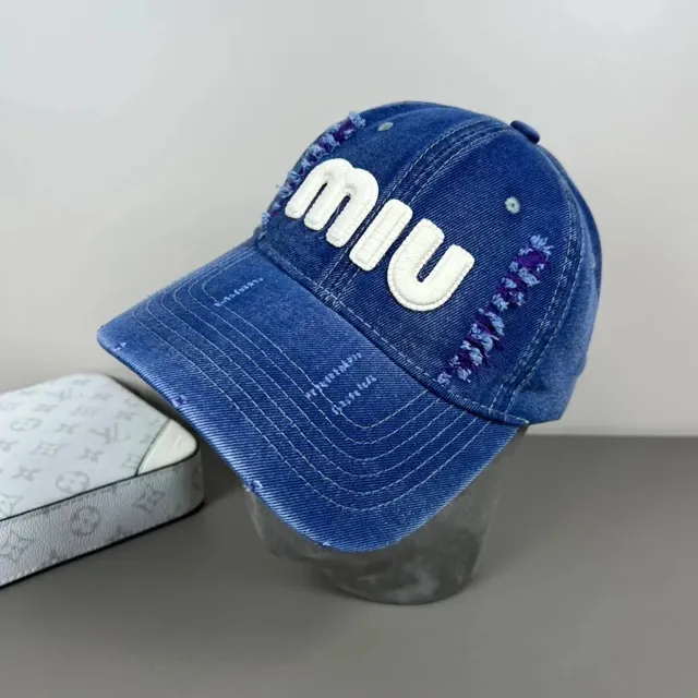 Miu Miu Denim Cap Embroidered Logo